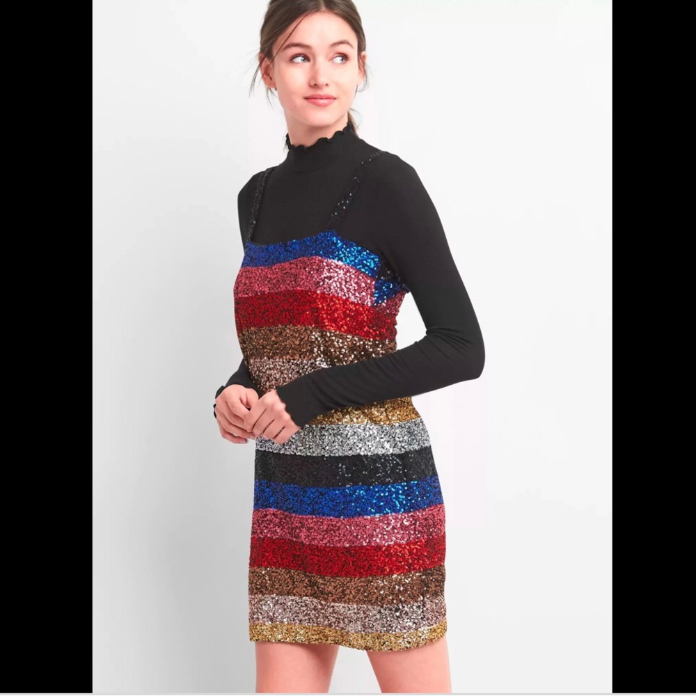 GAP Stripe Sleeveless Sequin Dress
